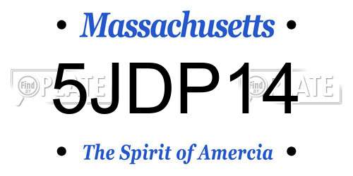 5JDP14 Massachusetts License Plate