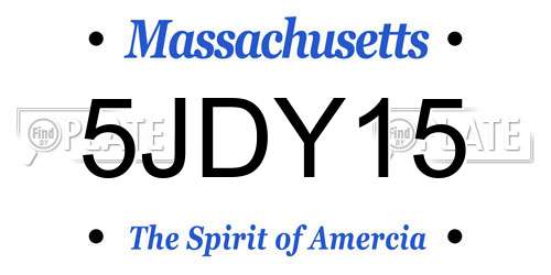 5JDY15 Massachusetts License Plate