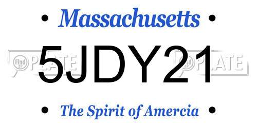 5JDY21 Massachusetts License Plate