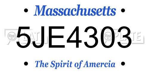 5JE4303 Massachusetts License Plate