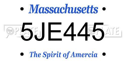 5JE445 Massachusetts License Plate