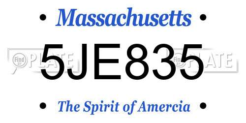 5JE835 Massachusetts License Plate