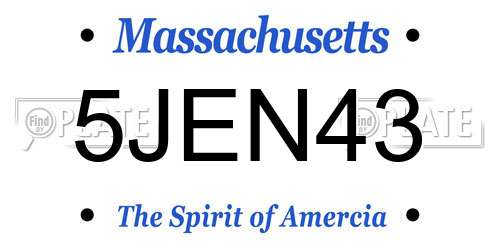 5JEN43 Massachusetts License Plate