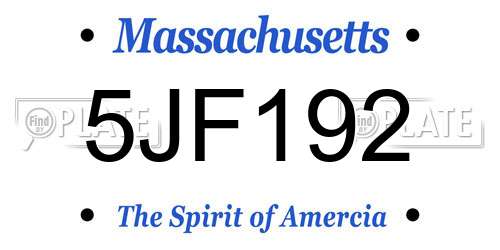 5JF192 Massachusetts License Plate