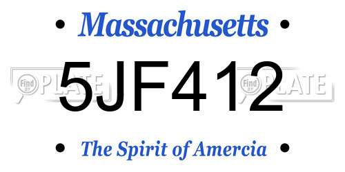 5JF412 Massachusetts License Plate