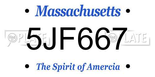 5JF667 Massachusetts License Plate