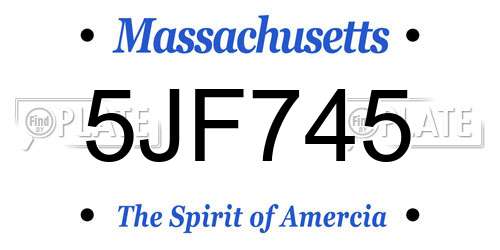 5JF745 Massachusetts License Plate