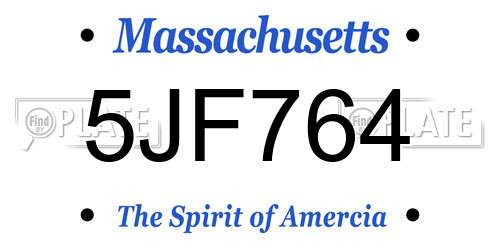 5JF764 Massachusetts License Plate
