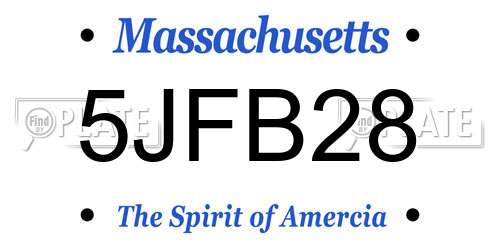 5JFB28 Massachusetts License Plate