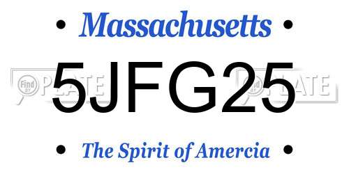 5JFG25 Massachusetts License Plate