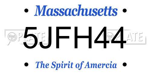 5JFH44 Massachusetts License Plate