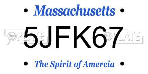 5JFK67 Massachusetts License Plate