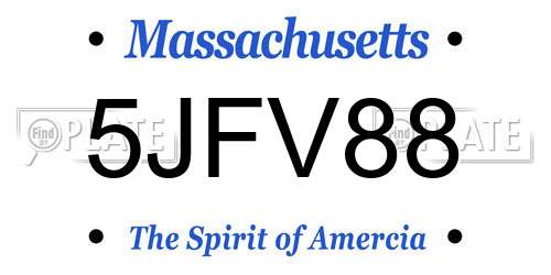 5JFV88 Massachusetts License Plate