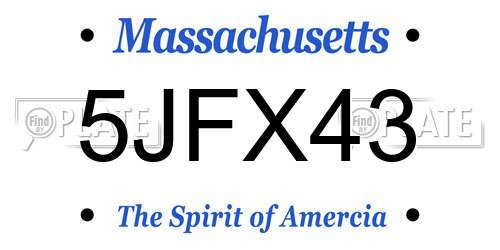 5JFX43 Massachusetts License Plate