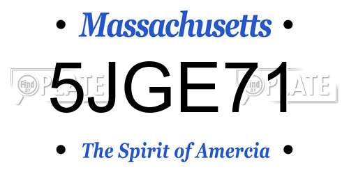 5JGE71 Massachusetts License Plate