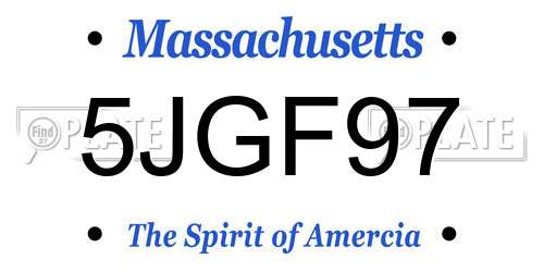 5JGF97 Massachusetts License Plate