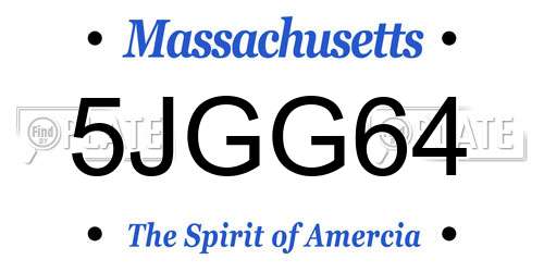 5JGG64 Massachusetts License Plate