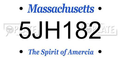 5JH182 Massachusetts License Plate