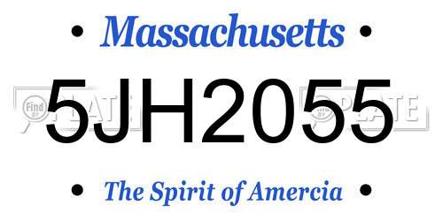 5JH2055 Massachusetts License Plate