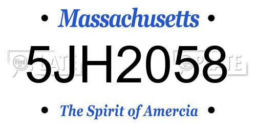 5JH2058 Massachusetts License Plate