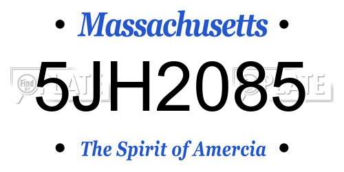 5JH2085 Massachusetts License Plate