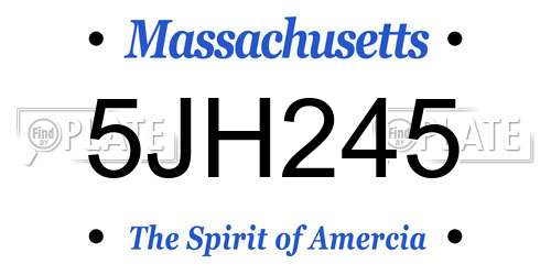 5JH245 Massachusetts License Plate
