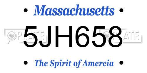 5JH658 Massachusetts License Plate