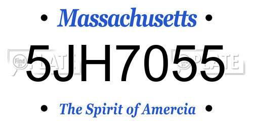 5JH7055 Massachusetts License Plate