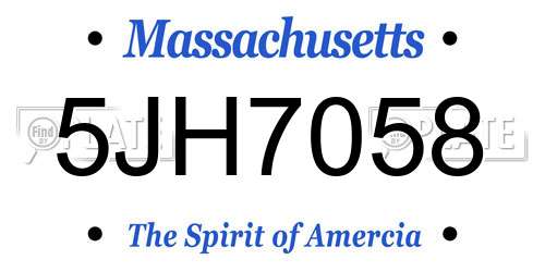 5JH7058 Massachusetts License Plate