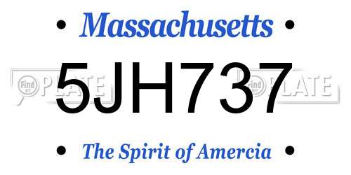 5JH737 Massachusetts License Plate