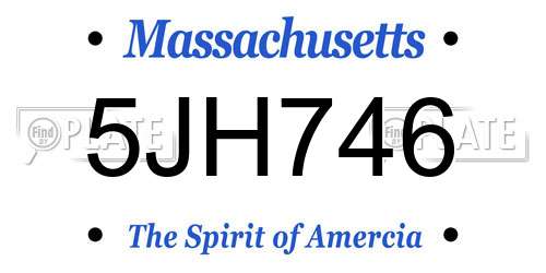 5JH746 Massachusetts License Plate