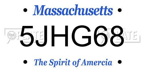 5JHG68 Massachusetts License Plate