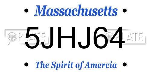 5JHJ64 Massachusetts License Plate