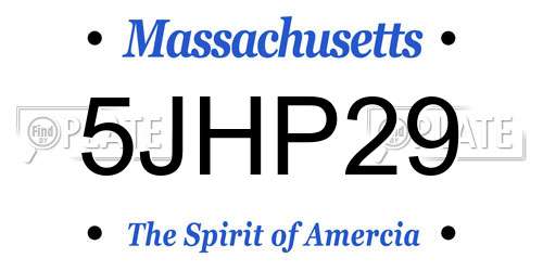 5JHP29 Massachusetts License Plate