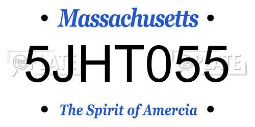 5JHT055 Massachusetts License Plate