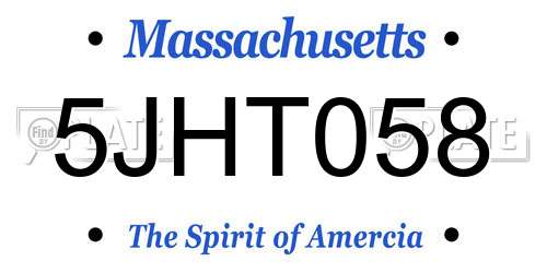 5JHT058 Massachusetts License Plate