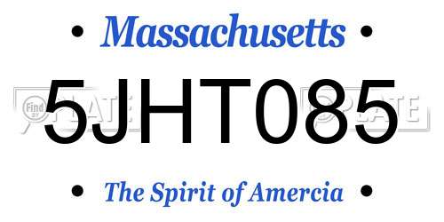 5JHT085 Massachusetts License Plate