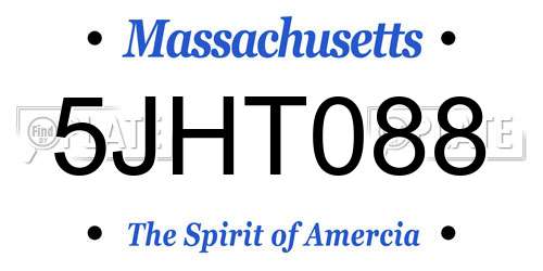 5JHT088 Massachusetts License Plate