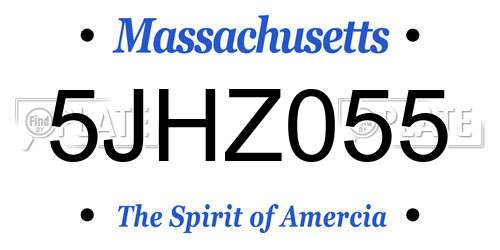 5JHZ055 Massachusetts License Plate