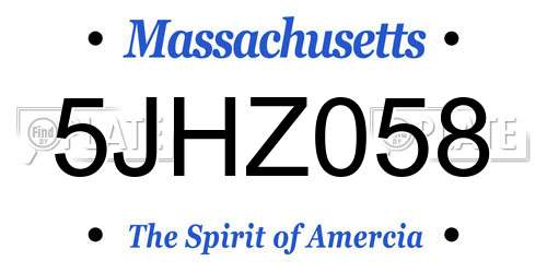 5JHZ058 Massachusetts License Plate