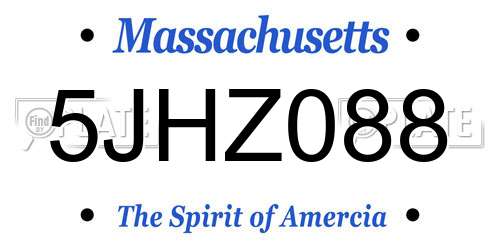 5JHZ088 Massachusetts License Plate