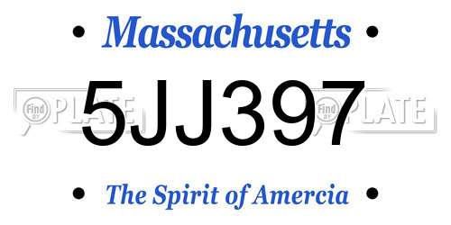5JJ397 Massachusetts License Plate