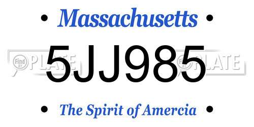 5JJ985 Massachusetts License Plate