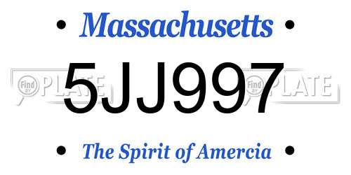 5JJ997 Massachusetts License Plate