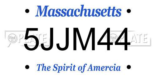 5JJM44 Massachusetts License Plate