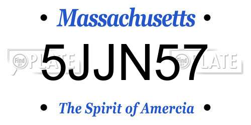 5JJN57 Massachusetts License Plate