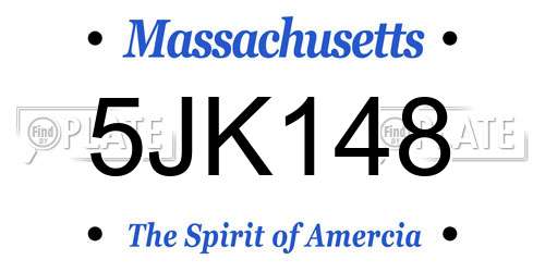5JK148 Massachusetts License Plate