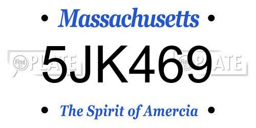 5JK469 Massachusetts License Plate