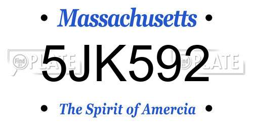 5JK592 Massachusetts License Plate