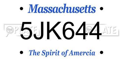 5JK644 Massachusetts License Plate